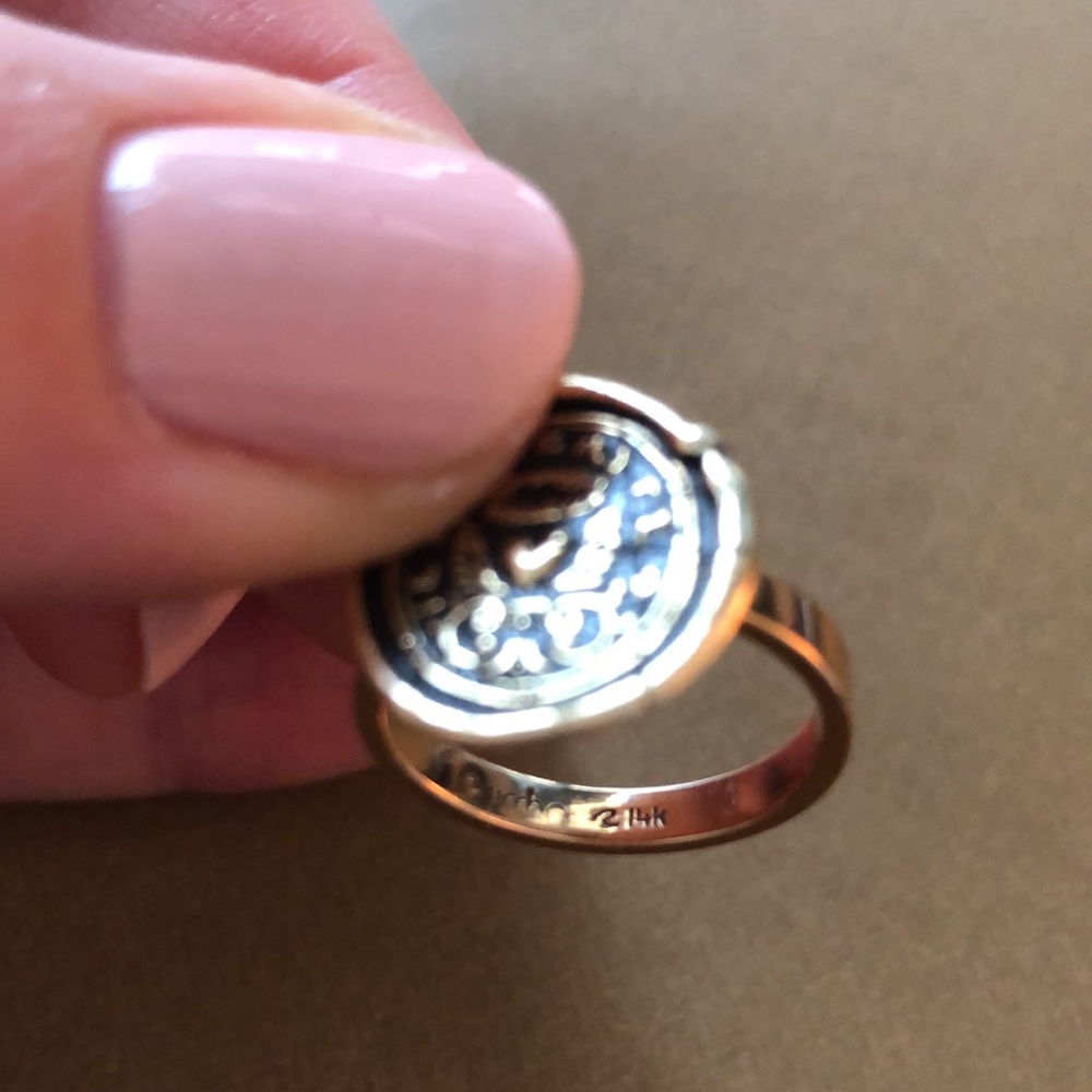 Pyrrha talisman ring true self 14k solid gold 6.5 antique wax seal rare heart - Picture 7 of 13